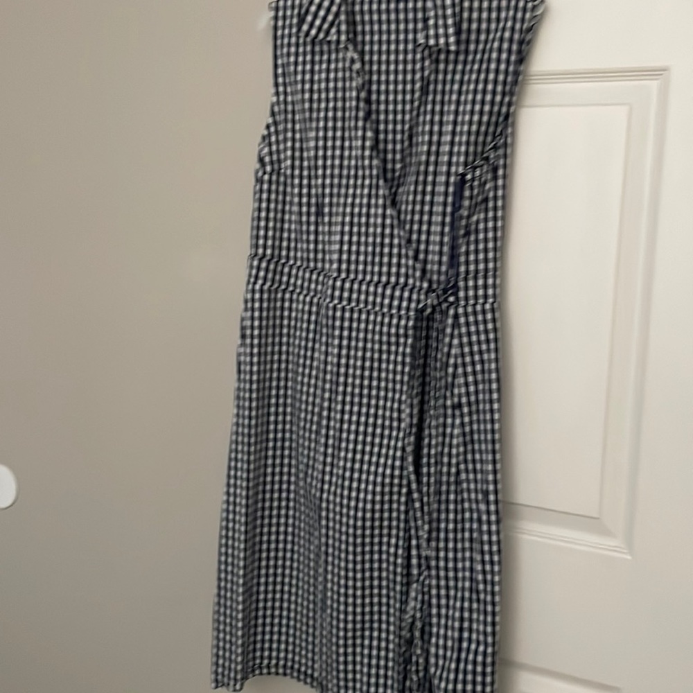 Navy Blue/White check wrap dress.  Gently worn twice.